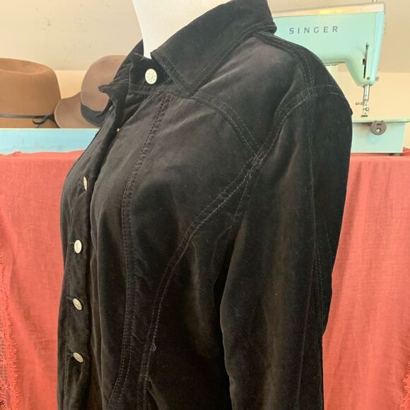 Y2K black velvet fitted Shacket L - Picture 2 of 6